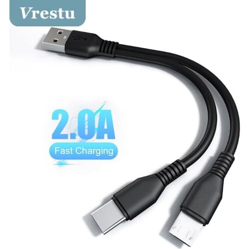 USB Type C Cable for Samsung Galaxy Note 20 S21 Micro Kabel 2 in 1 Splitter Fast Charging USBC Microusb for Android Mobile Phone