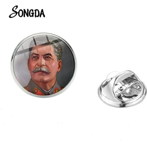 Vintage CCCP Sign Hero Stalin Brooch High Quality USSR Star Sickle Hammer Symbol Badges Glass Brooches Pin for Mens Gifts