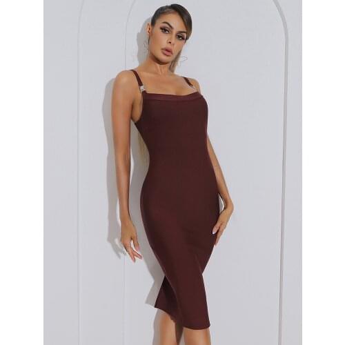 2021 Vintage Summer Sexy Spaghetti Strap Bandage Dress Wine Red Casual Bodycon Women Evening Party Dress Club Vestidos DH7467