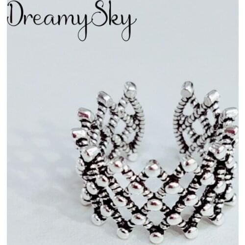 DreamySky Boho Style Silver Color Hollow Rings For Women Lady Girls Opening Rings Party Gifts Anillos 2019