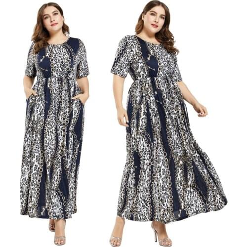 Ethnic Bohemian Print Short Sleeve Long Maxi Dress Women Abaya Cocktail Party Caftan Holiday Boho Beach Sundress Female Summer