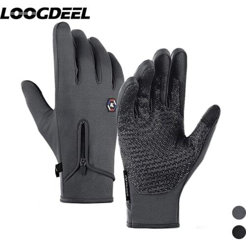 LOOGDEEL Winter Warm Cycling Gloves Fingertip Touch Screen Non-slip Shockproof Anti-wind Comfortable Full Palm Silicone Gloves