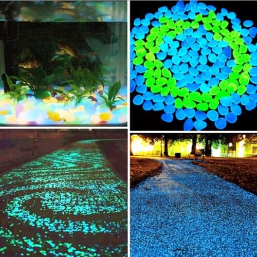 100pcs Luminous Pebbles Rocks Garden Ornaments Stone Glow In The Dark GardenFor Walkways Fish Tank Decorations