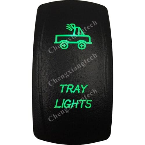 DC 12V 24V TRAY LIGHTS Rocker Switch GREEN Led lamp 5 Pin ON/OFF SPST Waterproof IP66