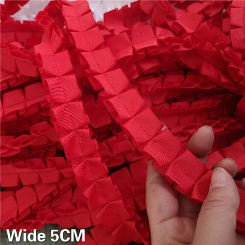 2.5CM Wide Stylish Bright Red Satin Lace Fabric Ribbon Collar Trim Women Dress Curtains DIY Sewing Applique Guipure Supplies