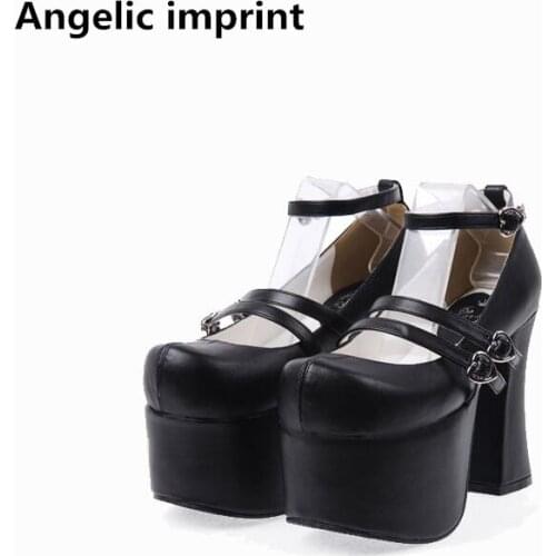 Angelic imprint woman mori girl lolita cosplay shoes lady super high heels pumps women princess dress party shoes 33-47 12.5cm