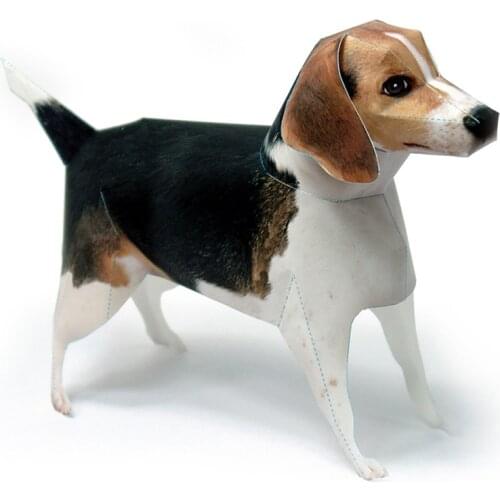 Beagle Dog Pet Paper Model Realistic Animal Mini Cute Folding Card 3D Papercraft DIY Kids Adult Handmade Craft Toys WE-045