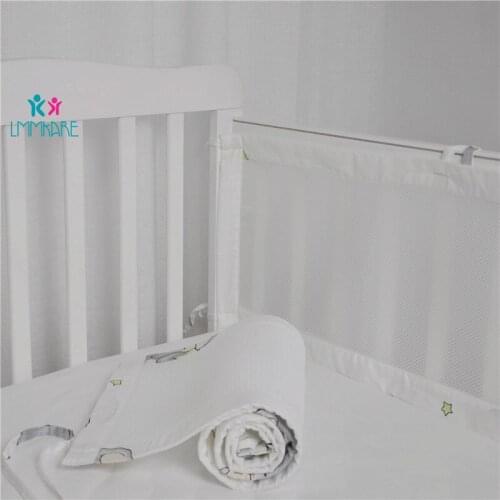 Unisex Cotton Printing Bed Linen Cot Breathable Mesh Mini Baby Crib Bumpers in the Crib Collision Half Around Safety Rails 130CM