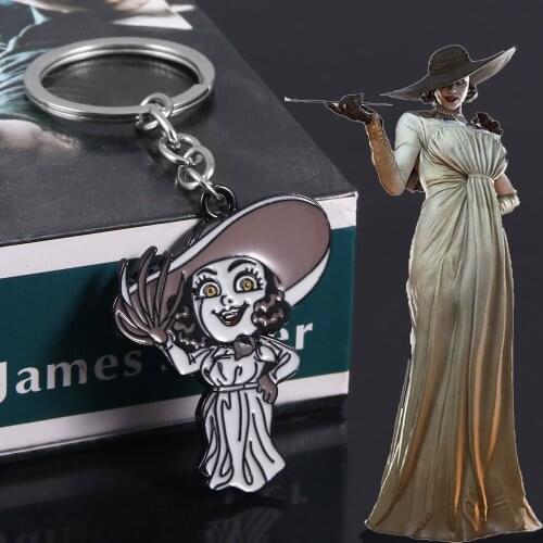 Game Residents Evils 8 Village Keychain Vampire Lady Alcina Dimitrescu Pendant Key Chains for Women Cosplay Bag Jewelry Prop