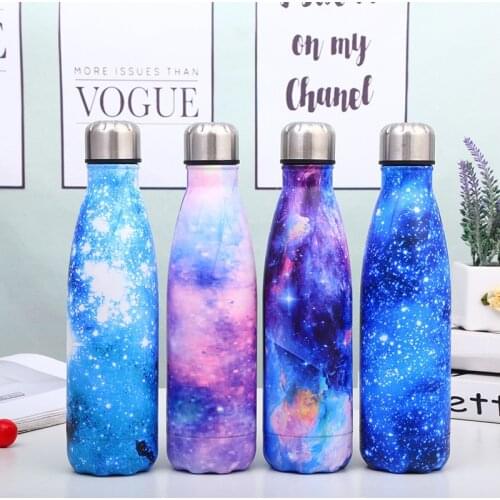Galaxy Water Bottles 500ML Stainless Steel Double Vacuum Insulated Bottle Portable Drinking Water Bottles Sports Travel Mug