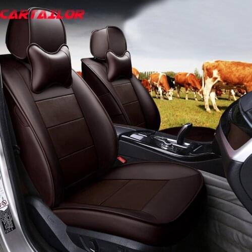 CARTAILOR Cowhide Leather Seat Covers & Supports for Suzuki IGNIS Car Seat Cover Protection Custom Fit Covers for Car Seats Set