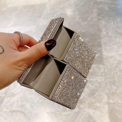 Diamond Cigarette Case Hold 20 Sticks Cards Organizer Leather Portable Smoking Case Cigerettes Storage Box Smoking Accessories