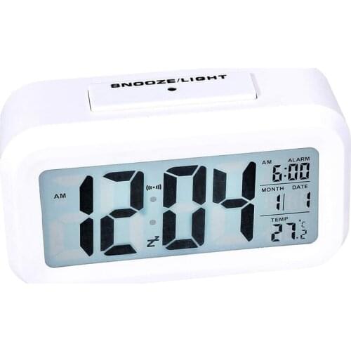 Digital Clock, Larger LCD Backlit Display Bedside Clock, Alarm Clock Showing Temperature, Clocks for Bedrooms