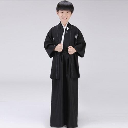 Childrens Kimono Traditional Asian Japanese Style Streetwear Boys Costume Samurai Clothing For Kids Warrior Haori Cosplay