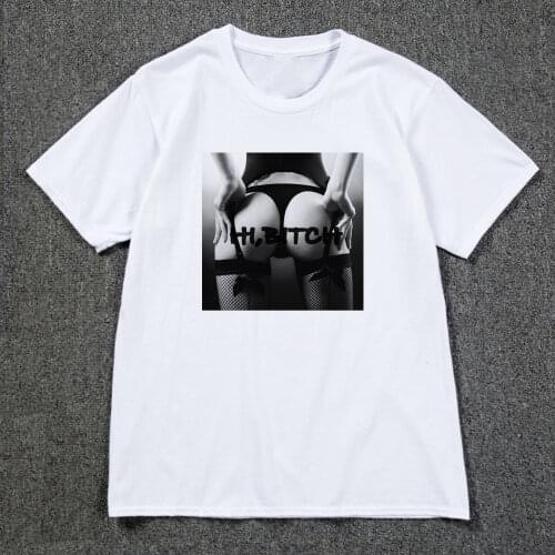 Sexy Woman Naked Womans Ass Fashion Print Hi Bitch Mens Short Sleeve T-Shirt