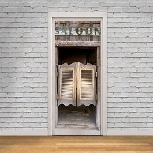 Imitation Saloon Hotel Door Sticker Living Room Wooden Door Renovation Creative Self-adhesive Decoration Waterproof Door Sticker