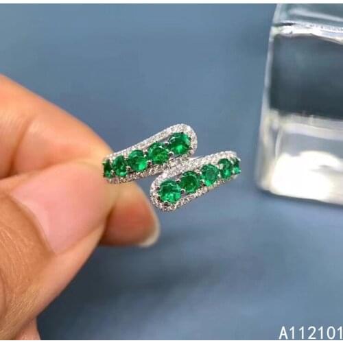 KJJEAXCMY fine jewelry S925 sterling silver inlaid natural Emerald new girl noble gemstone ring support test Chinese style