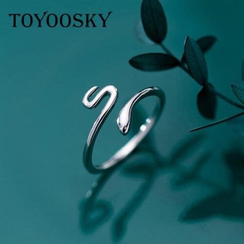 1 Piece 925 Sterling Silver Unique Snake Ring Adjustable Resizable Open Finger Animal Rings Simple Fashion INS Minimalist