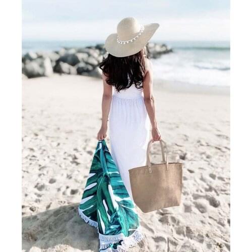 Round Beach Towel Microfiber Beach Towel Beach Mat Beach Blanket Cover Travel Quick-dry Beach Towel Microfiber Play Towel