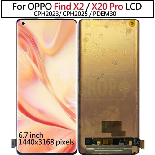 Original AMOLED For OPPO Find X2 / Find X2 Pro LCD Display Screen +Touch Panel Screen Digitizer For OPPO X2pro CPH2025 LCD