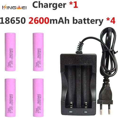 KingWei 4pcs/lot Hot 3.7v 2600mah 18650 Rechargeable Lithium Battery for Samsung 26F +1* NK-809 Dual Battery Charger For Torch