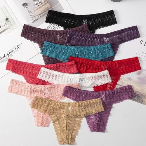 Sexy Cotton Crotch Panties Solid Color Women Lace Low-waist Briefs Female Breathable Underwear Thong Lingerie