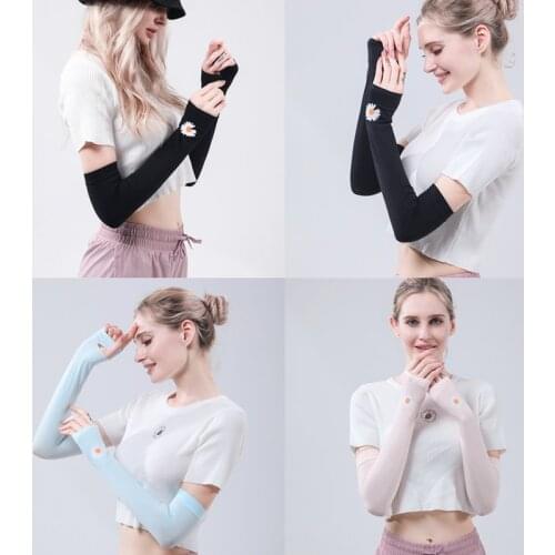 Hot 2Pcs Women Sun Sleeves Ice sleeves Arm Warmers Sun UV Protection Cooling Sleeves Arm Sleeves for Driving Cycling Golf Tool