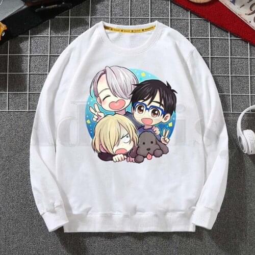 Hot Japan Anime Yuri on Ice BL Yaoi Cartoon Manga Hoodies Sweatshirt Print Trend Mens Clothes Hip-Hop Male Crewneck Hoodies Men