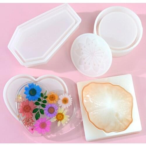 MD164 DIY Storage Box Resin Mold Silicone Transparent Casting Mould For Jewelry Making Heart Shape Crystal Epoxy Gift