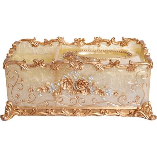 Luxury European style resin creative home accessories retro coffee table living room pumping tray multi-functional storage box