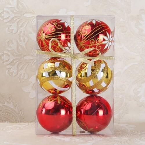 Christmas Sale Decoration Sales Festoon Christmas Ball 8cm Christmas Plastic Ball Pendant Metal Wire Painted Ball Snowflakes