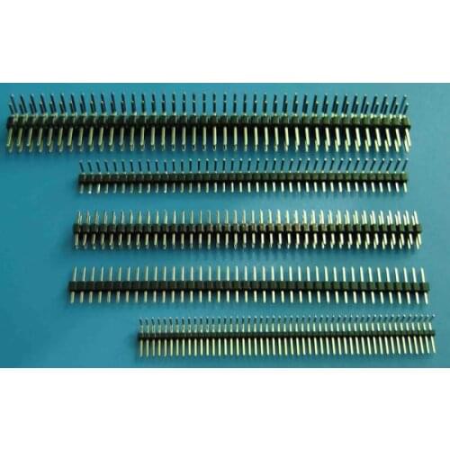 5PCS 1*40 Pin Male Pin Header Strip 2x40 3*40PIN 2.54mm 1.27mm 2.0mm double row 17MM 20MM 25MM Gold plating Round right angle