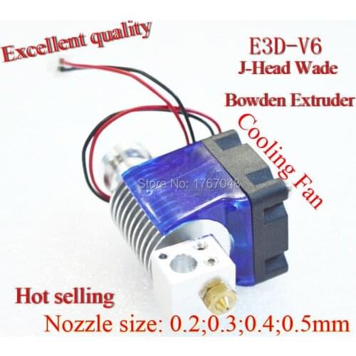 E3D-V6 / 3d printer Bowden extruder J-head Hotend Extruder with Cooling Fan for 1.75mm filament 0.2/0.3/0.4/0.5mm