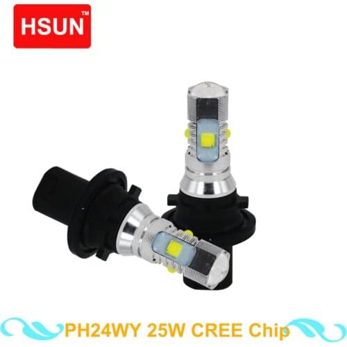 HSUN Error Free Front Turn Signal Lights Amber PH24WY 7014 12272 LED Bulbs For Audi A4 Q5 Cadillac CTS GMC Porsche Lincoln
