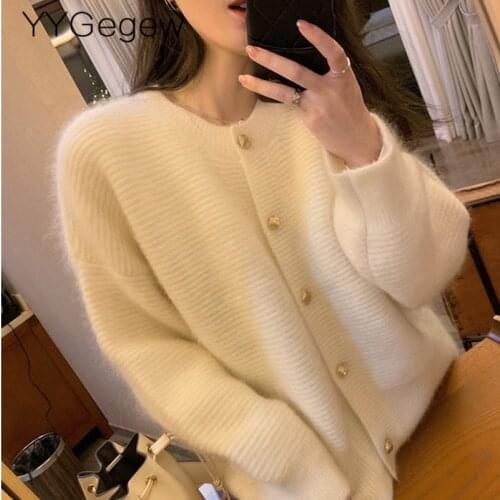 Lantern Thick cashmere O-NECK Sweater Cardigans Women Autumn winter Casual long Sleeve Sweater For women Female Chic Jumpers