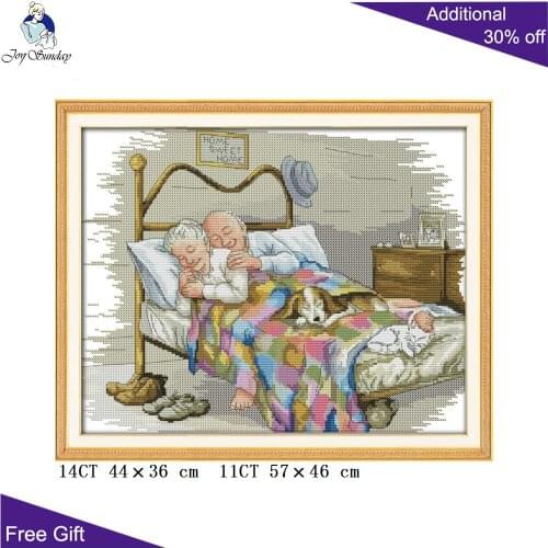 Joy Sunday Old Couple Home Decoration R776 14CT 11CT Counted and Stamped The Old Married Couple Needlework diy Cross Stitch Kits