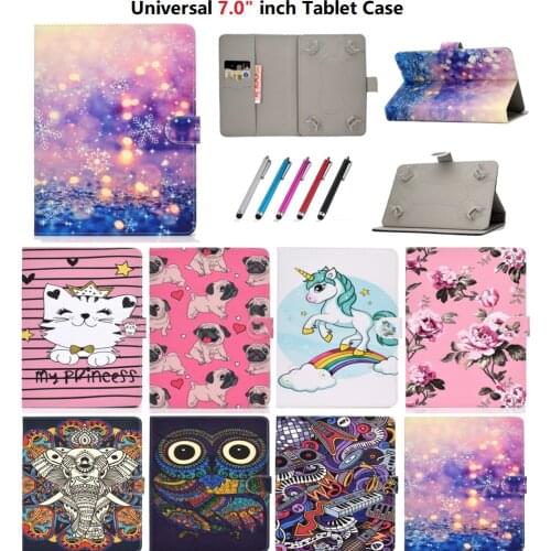 Universal 7.0 Tablet Case Wallet Cover for All-New Amazon Fire 7 2019 For Huawei Mediapad T3 7 Case For Lenovo Tab 4 7 inch Etui