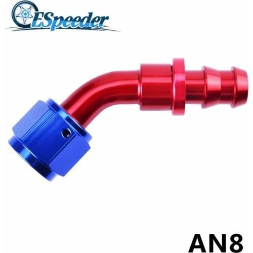 ESPEEDER AN8 45 Degree Push-on Lock Oil Fuel Line Fitting Adapter Anoized Aluminum Hose End Reusable Fitting Car Modified Parts