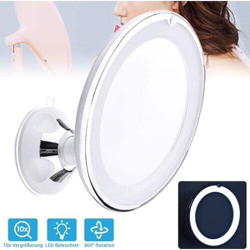 1pc 10xMagnification Makeup Mirror 14 Pieces LEDs Fill Light Sucker Makeup Mirrors Adjustable Cosmetic Mirrors