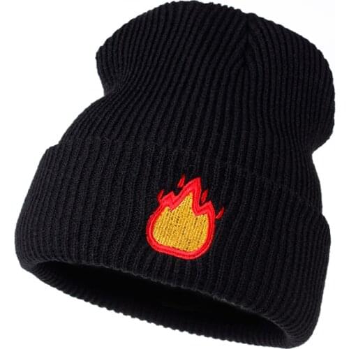 High quality Winter mens cotton knitted hat Warm hat spark embroidered men and women wool hat fashion adult ski cap hip hop hat