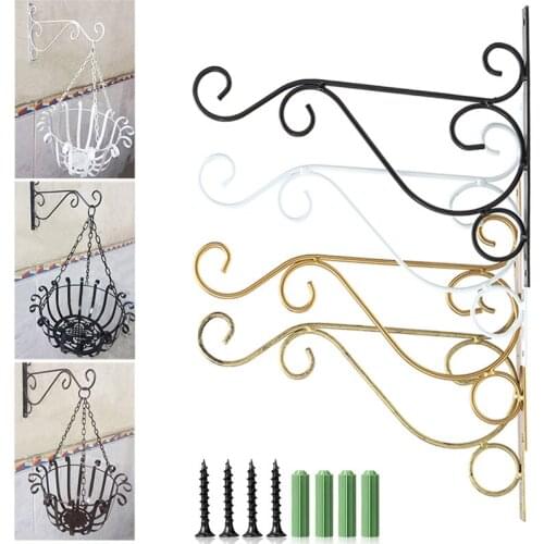1pc Simple Flower Pot Metal Hook Indoor Outdoor Wall Hanging Flower Pot Hanger Hook Hand-forged Plant Holiday Decoration Frame