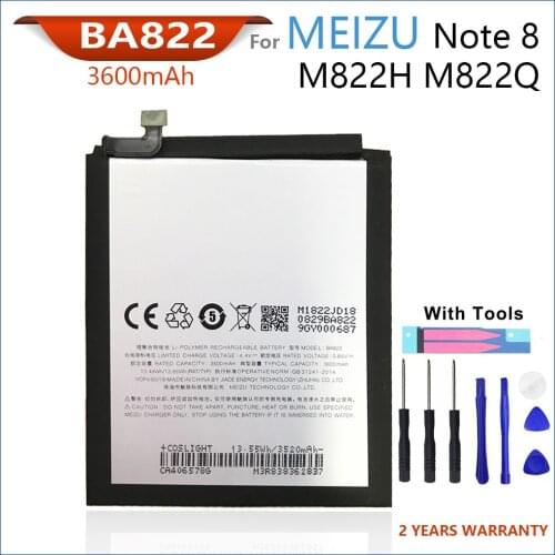 100% Original 3600mAh BA822 Battery For Meizu Note 8 Note8 M822H M822Q Phone High quality Batteries With Tools+Tracking Number
