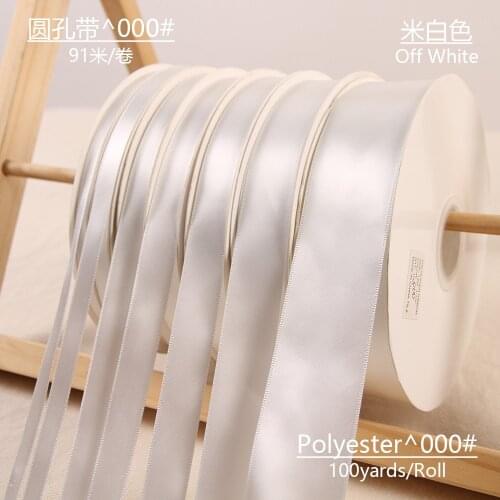 100yards Off White Single Face Satin Ribbons for Wedding Christmas Party Decoration 3mm-38mm DIY Bow Craft Ribbons Card gift