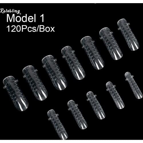 120Pcs Quick Building Mold Nail Tips for Extension Poly Gel Dual Form False Nails Reusable Clear Manicure Nails Tools Nail Art