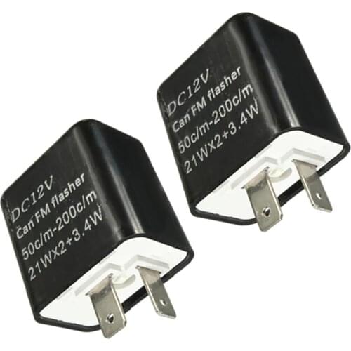 2 Pieces 12V 2 Pin Auto Car Truck Blinker Adjustable LED Flasher Relay Turn Signal For Motorcycle Motorbike Fix Black