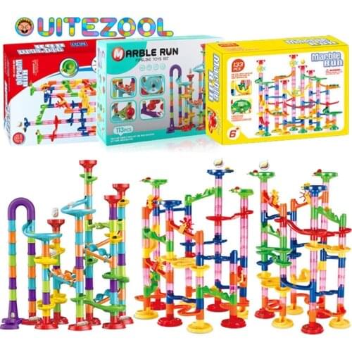 29Pcs-133Pcs Set DIY Construction Marble Run Race Track Building Blocks Kids 3D Maze Ball Roll Toys Children Christmas Gift