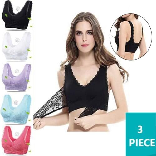 3pcs/set Push Up Bras for Women Lace Solid Color Cross Side Buckle Wireless Plus Size Women Sleep Bra Soft Bralette Top