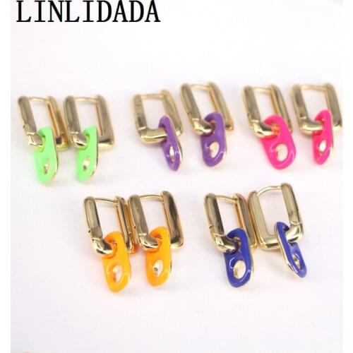 5Pairs New Design Mix Color Enamel Earrings for Women Elegant Hoop Earrings Female Jewelry Gift