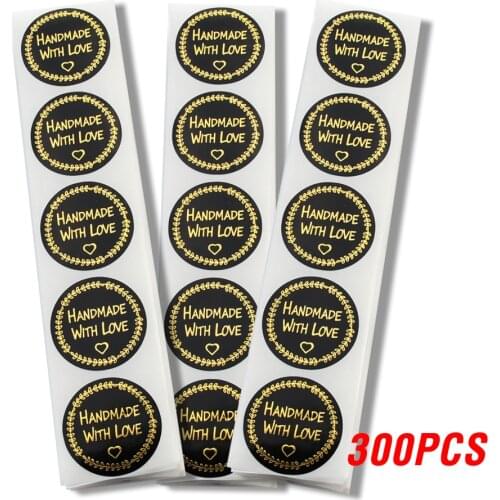 50-500pcs Round Natural handmade Stickers seal Labels cute sticker for Cake Packaging labels sticker stationery