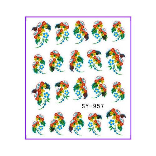 6 PACK/ LOT GLITTER WATER DECAL NAIL ART NAIL STICKER FLOWER FLAMINGO FLOWER TRICOLOR VIOLA SY957-962